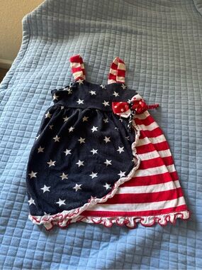 Girls Patriotic Stars & Stripes Sundress with Bow